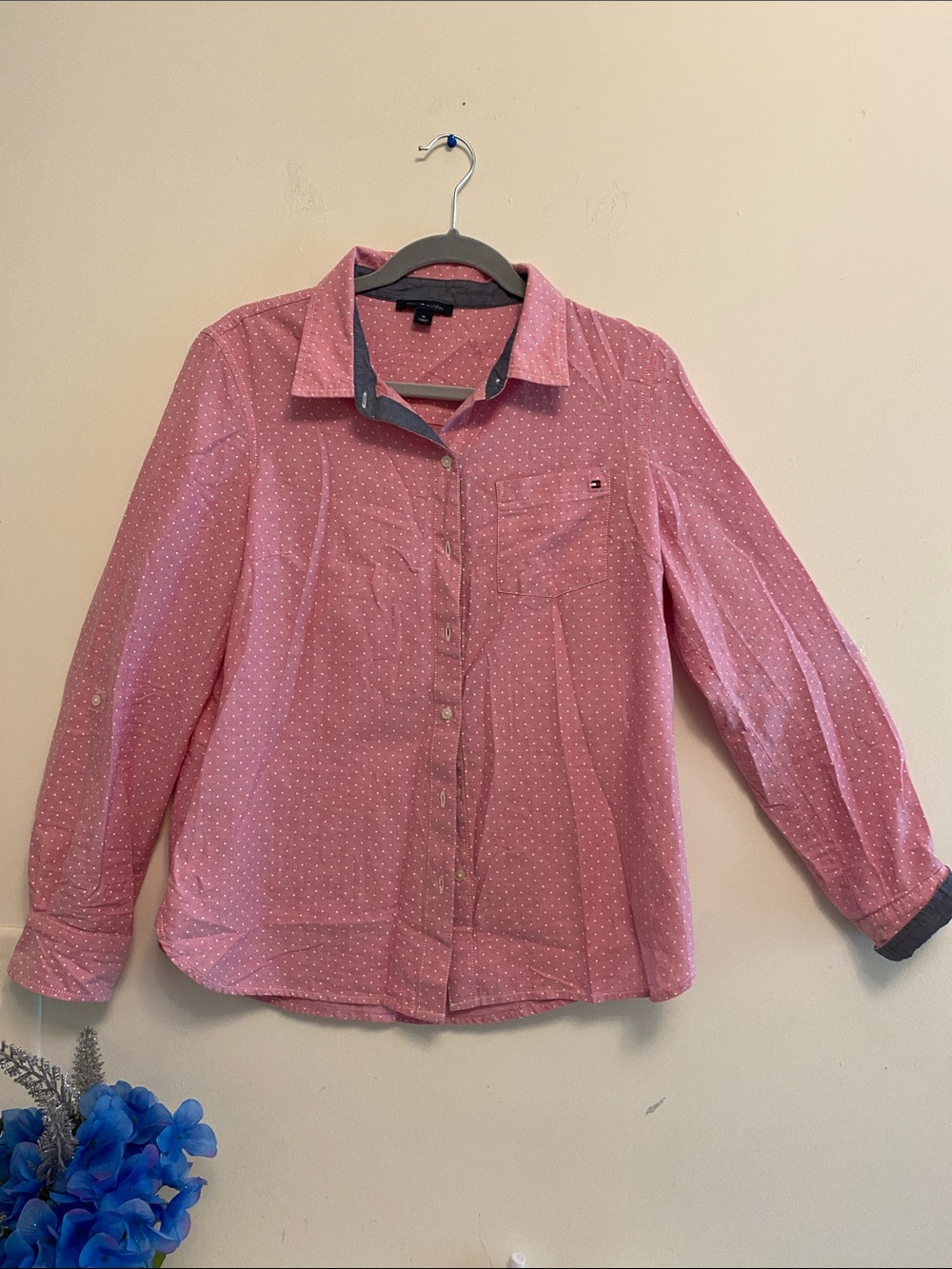 Tommy Hilfiger Pink Dot Long-Sleeve Button Shirt